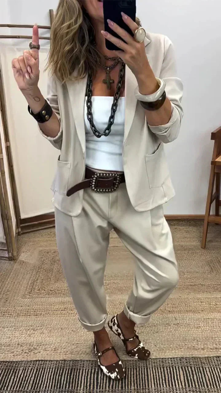 Rosina - Soft-Touch Blazer & Trousers Set