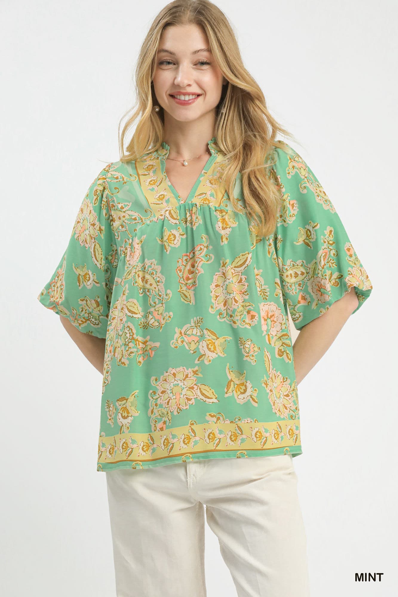 UMGEE Mint Floral Top