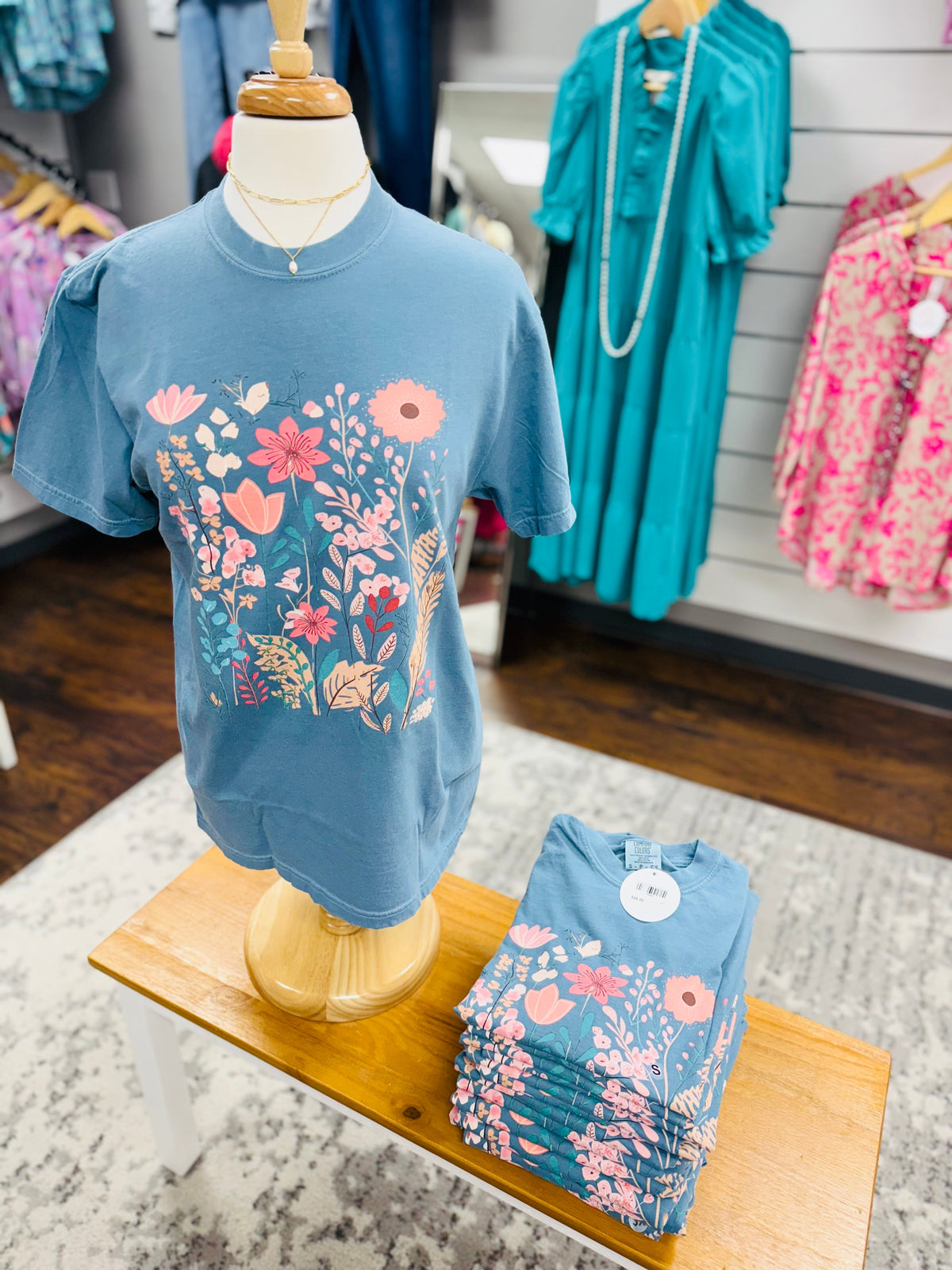 Comfort Colors Ice Blue Field Of Flowers Tee
