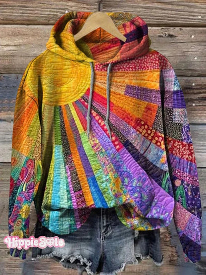 Women's Colorful Sunshine Print Pocket Cotton Dress