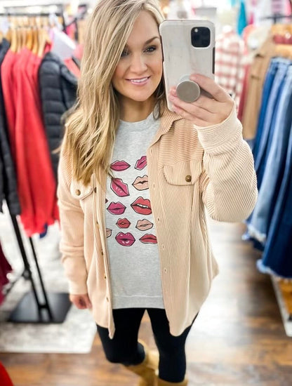 Multi Retro Lips Cozy Sweatshirt