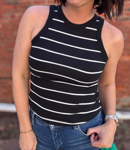 Back To Basics Stripe Tank Black