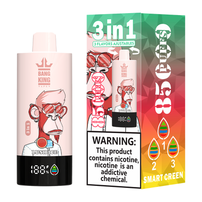 Bang King 85000 85k Puffs 3 in 1 Flavors Newest Original Rechargeable LCD Display Disposable Vape