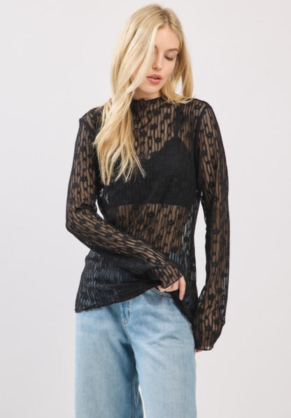 Cameron Floral Lace Top Black