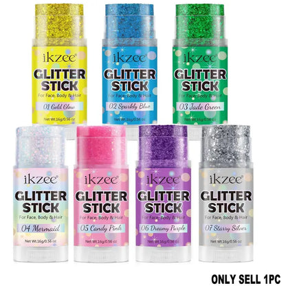 ✨ BUY 1 GET 1 FREE | 6PCS Glitter Stick Set – Face, Hair & Body Shimmer for Festivals & Parties