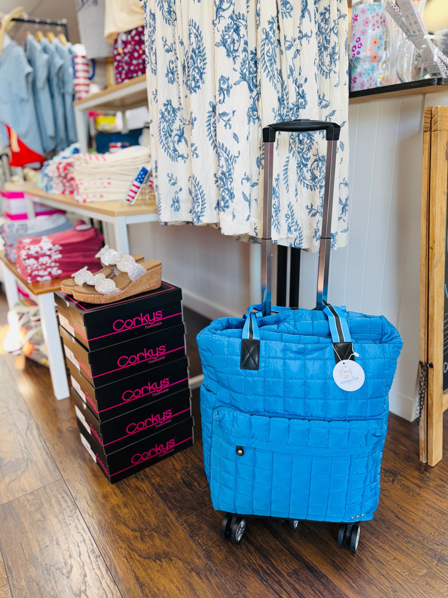 Tenley Quilted Tote Roller Bag Blue
