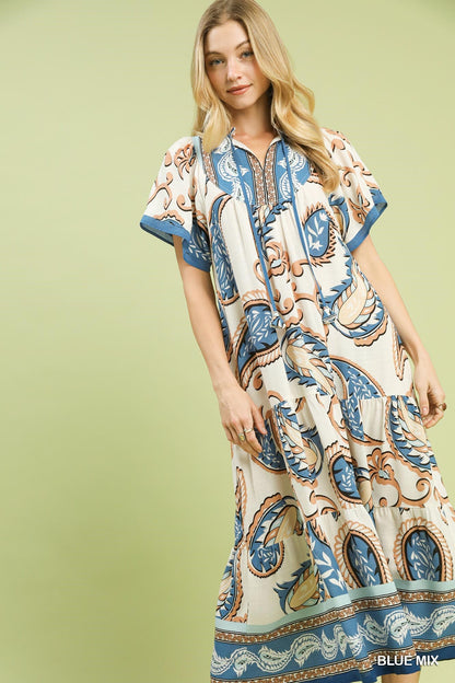UMGEE Victoria Midi Dress Blue Mix