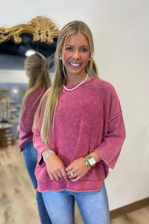 Breezy Knit Top Berry