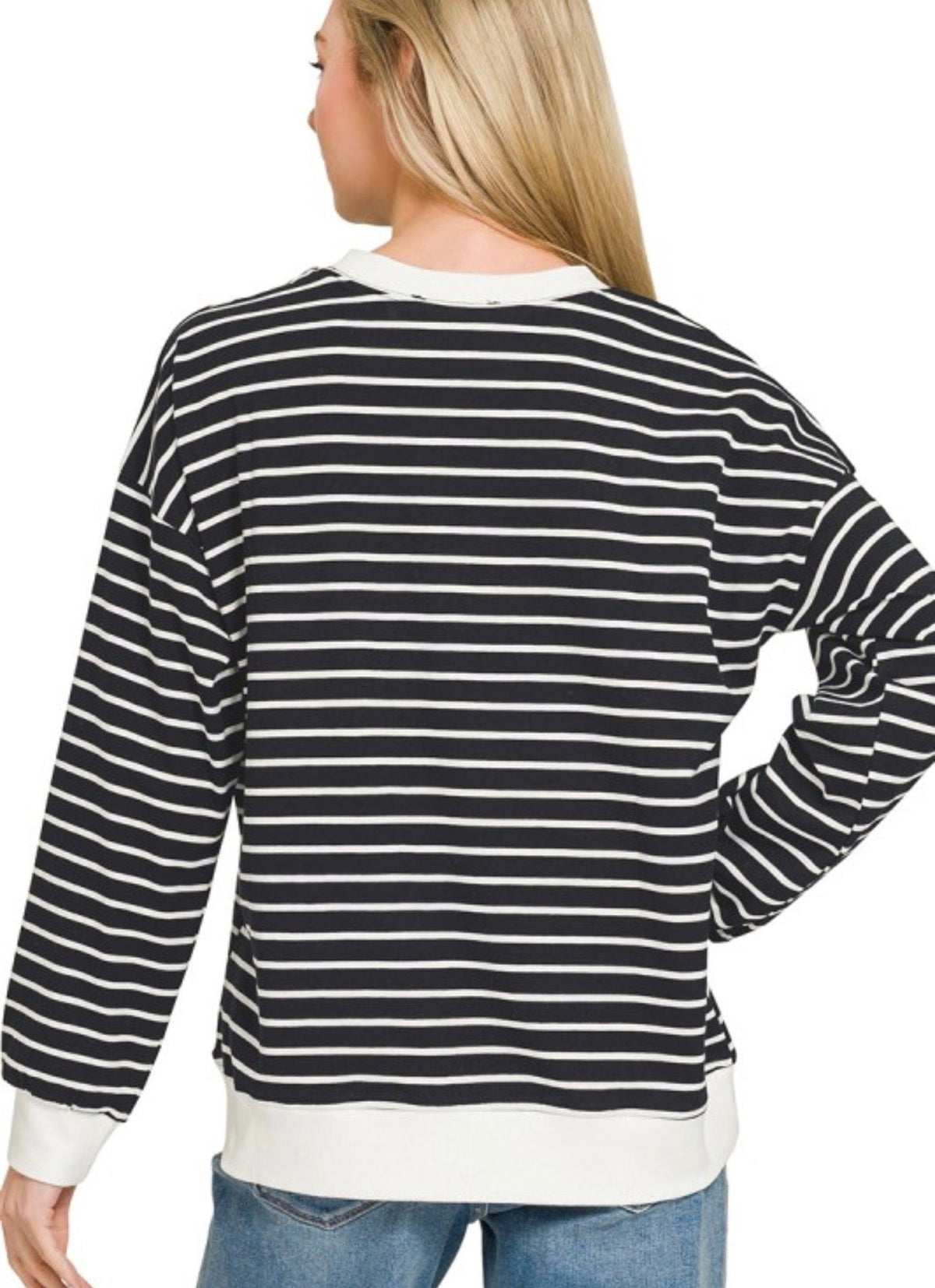 Black Stripe Pullover Top