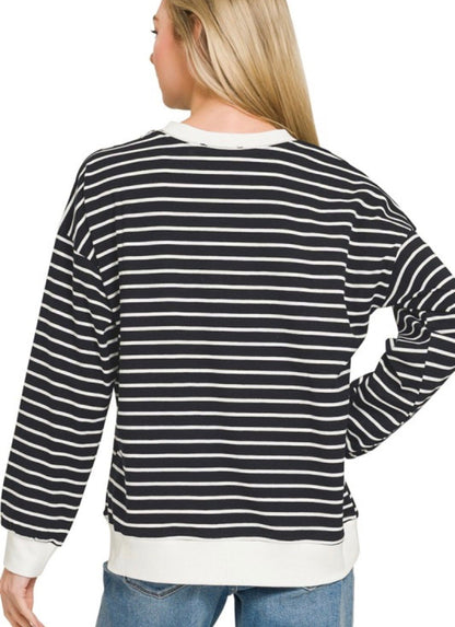 Black Stripe Pullover Top