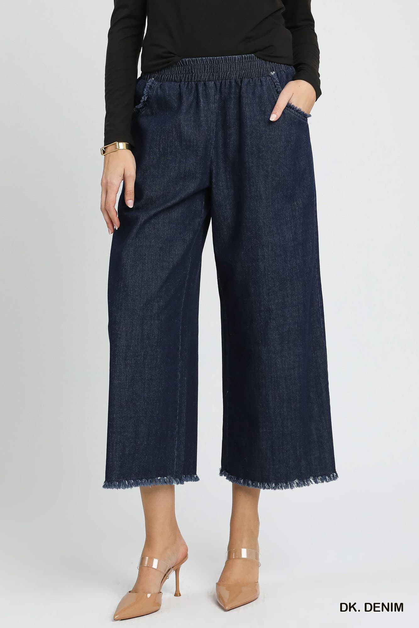 UMGEE Fringe Hem Dark Denim Pant