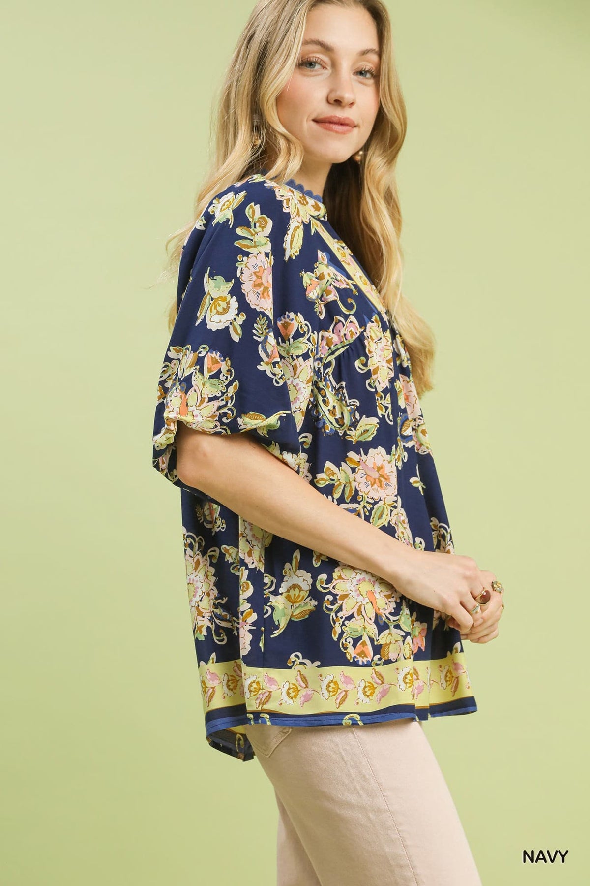 UMGEE Navy Floral Top
