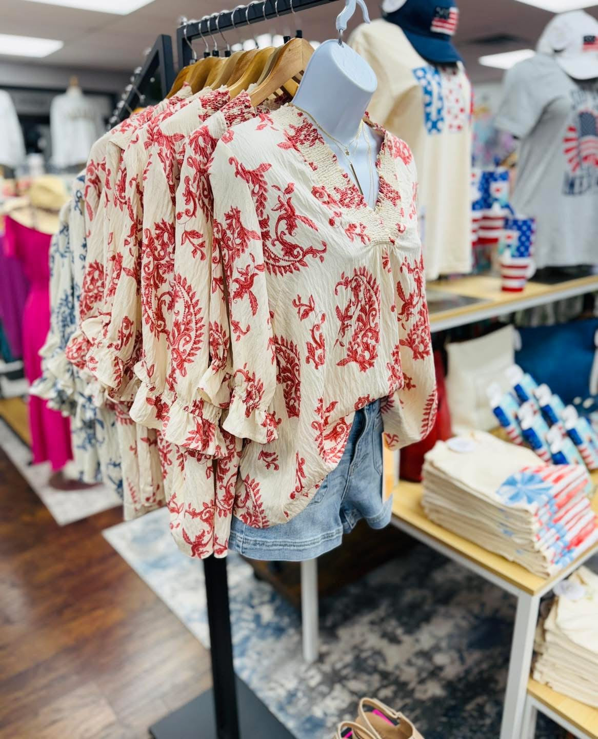 UMGEE Paris Paisley Top Red Mix