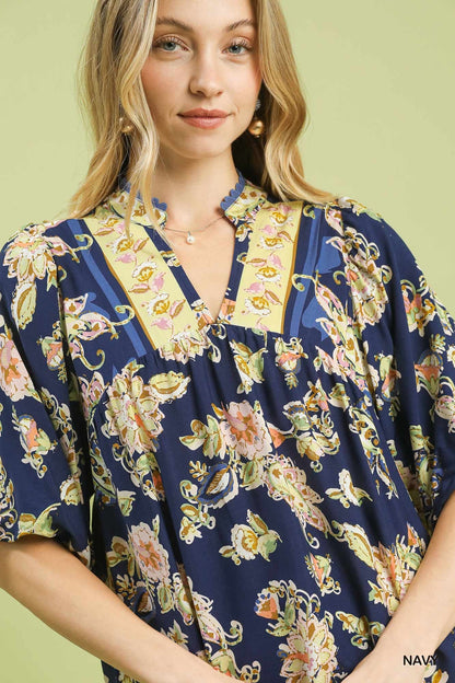 UMGEE Navy Floral Top