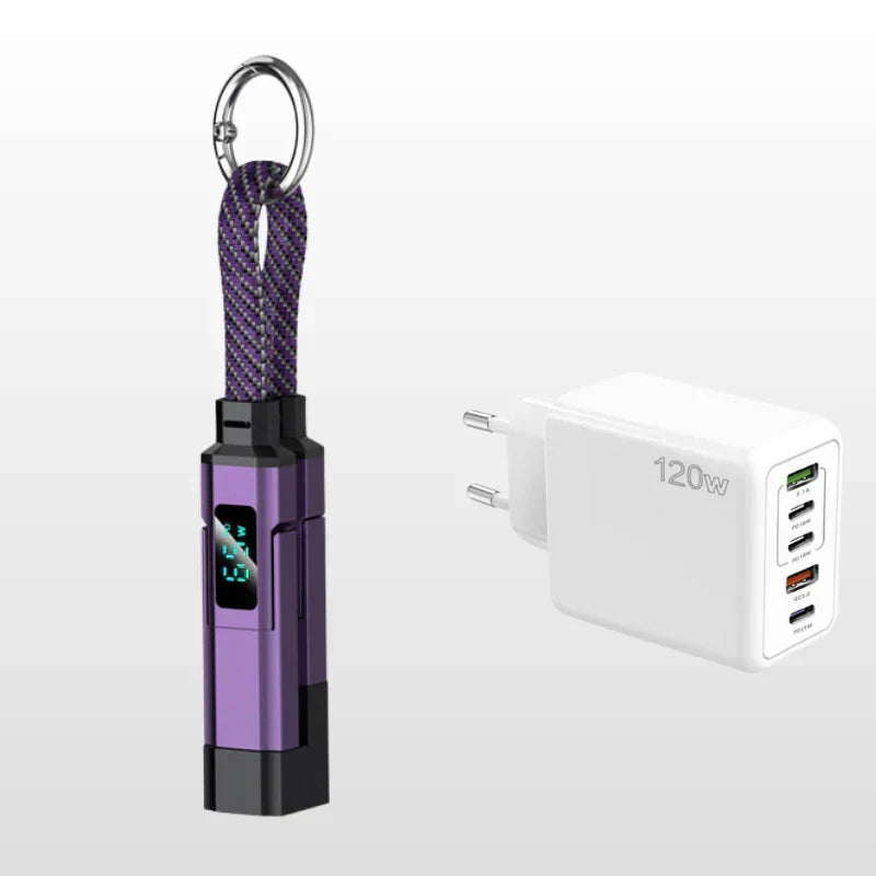 🚨 The Only Charging Cable You’ll Ever Need! 🔋4-in-1 Digital Display Keychain Charging Cable ⚡ Fast Charging, Portable & Multi-Device Compatible