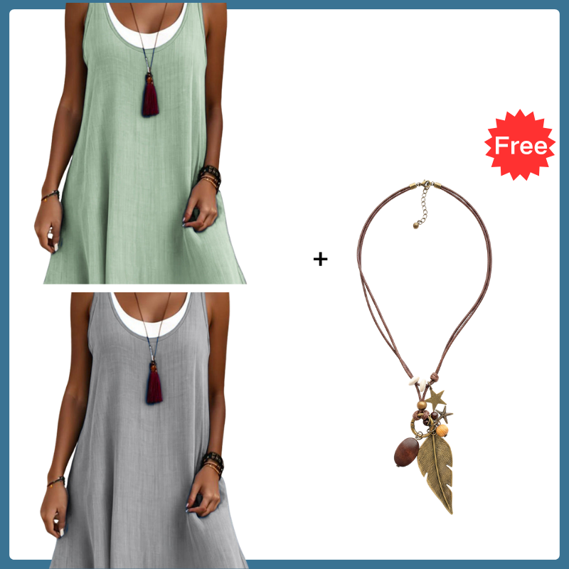 ⏰2026 Summer Hot Sale 50% OFF💃Women's Casual Loose Sleeveless Fake Two Piece Tank Dress