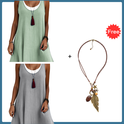 ⏰2026 Summer Hot Sale 50% OFF💃Women's Casual Loose Sleeveless Fake Two Piece Tank Dress