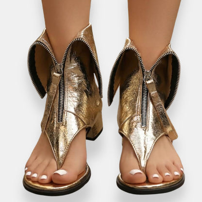 Gracelyn - Luminous Zip-Front Sandals