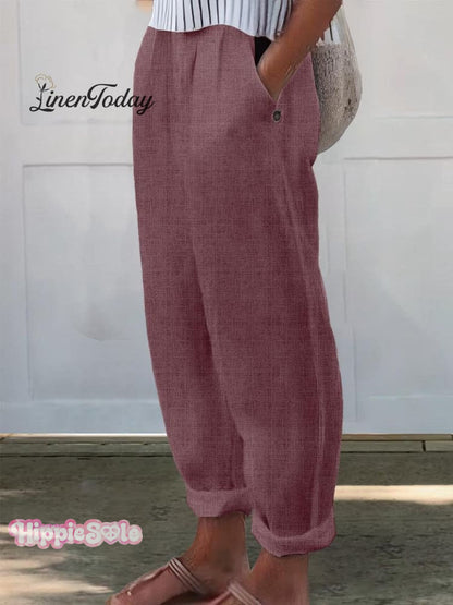 Women's Printed Cotton And Linen Casual Pants