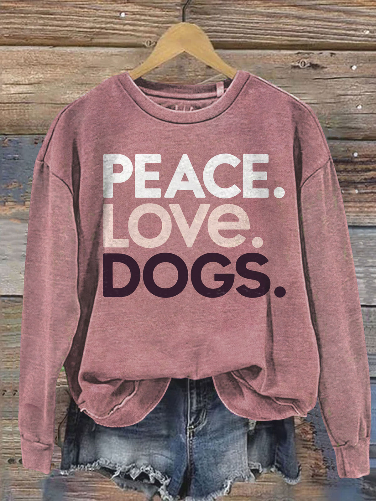 Peace Love Dog Art Print Casual  Sweatshirt