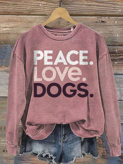 Peace Love Dog Art Print Casual  Sweatshirt