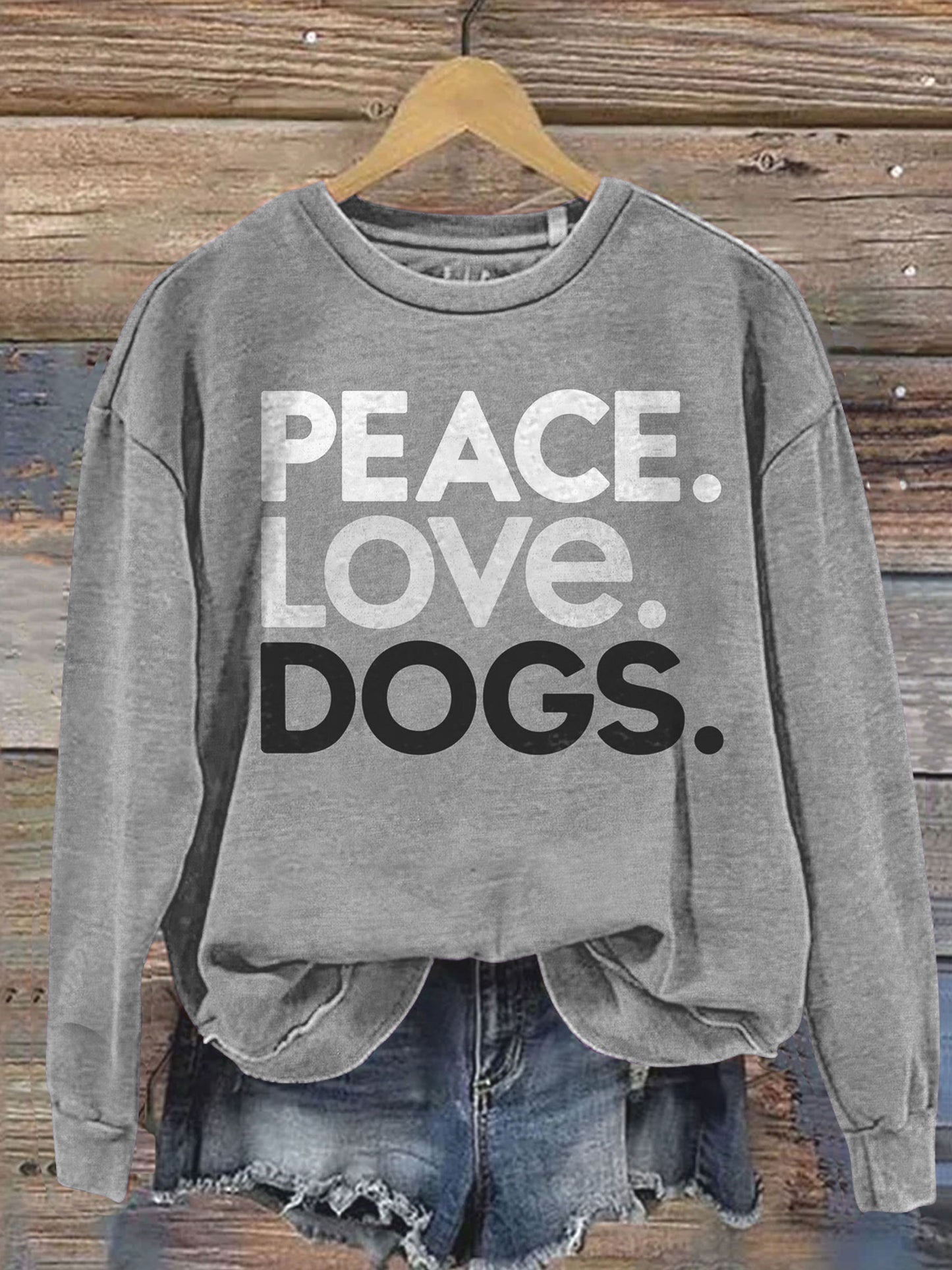Peace Love Dog Art Print Casual  Sweatshirt