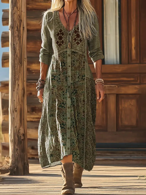 Women's Ethnic Pattern Art Print Dress