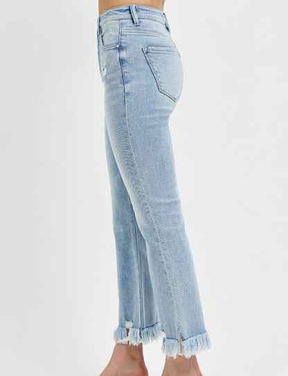 RISEN Morgan Tummy Control Crop Frayed Hem Jean