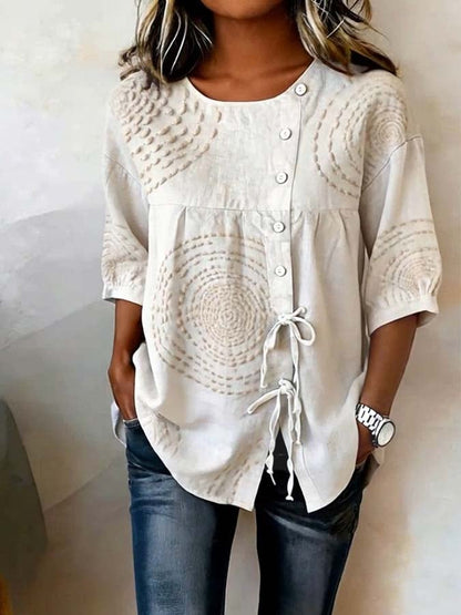 Kalliope - Button Front Casual Blouse