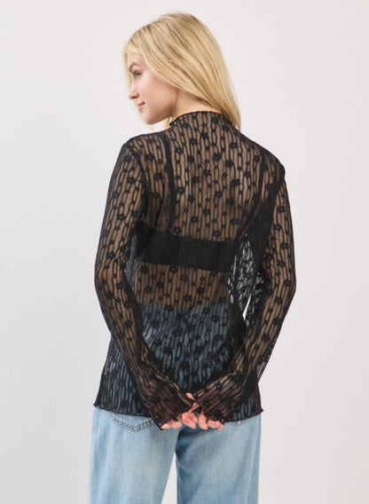 Cameron Floral Lace Top Black
