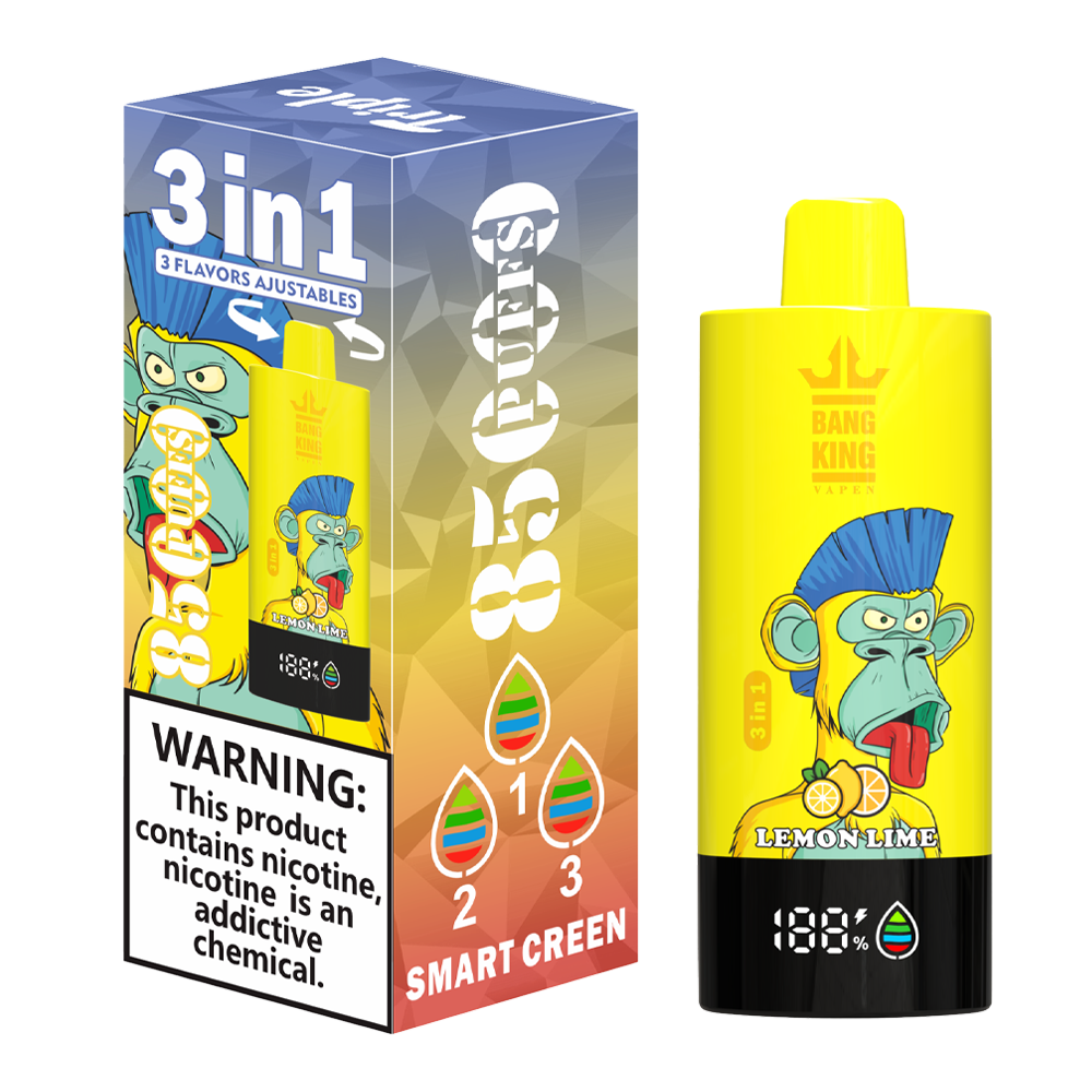 Bang King 85000 85k Puffs 3 in 1 Flavors Newest Original Rechargeable LCD Display Disposable Vape