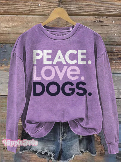 Peace Love Dog Art Print Casual  Sweatshirt