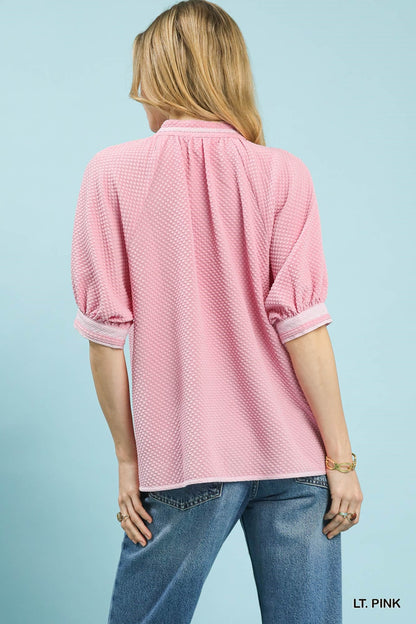 UMGEE Pink Contrast Trim Top
