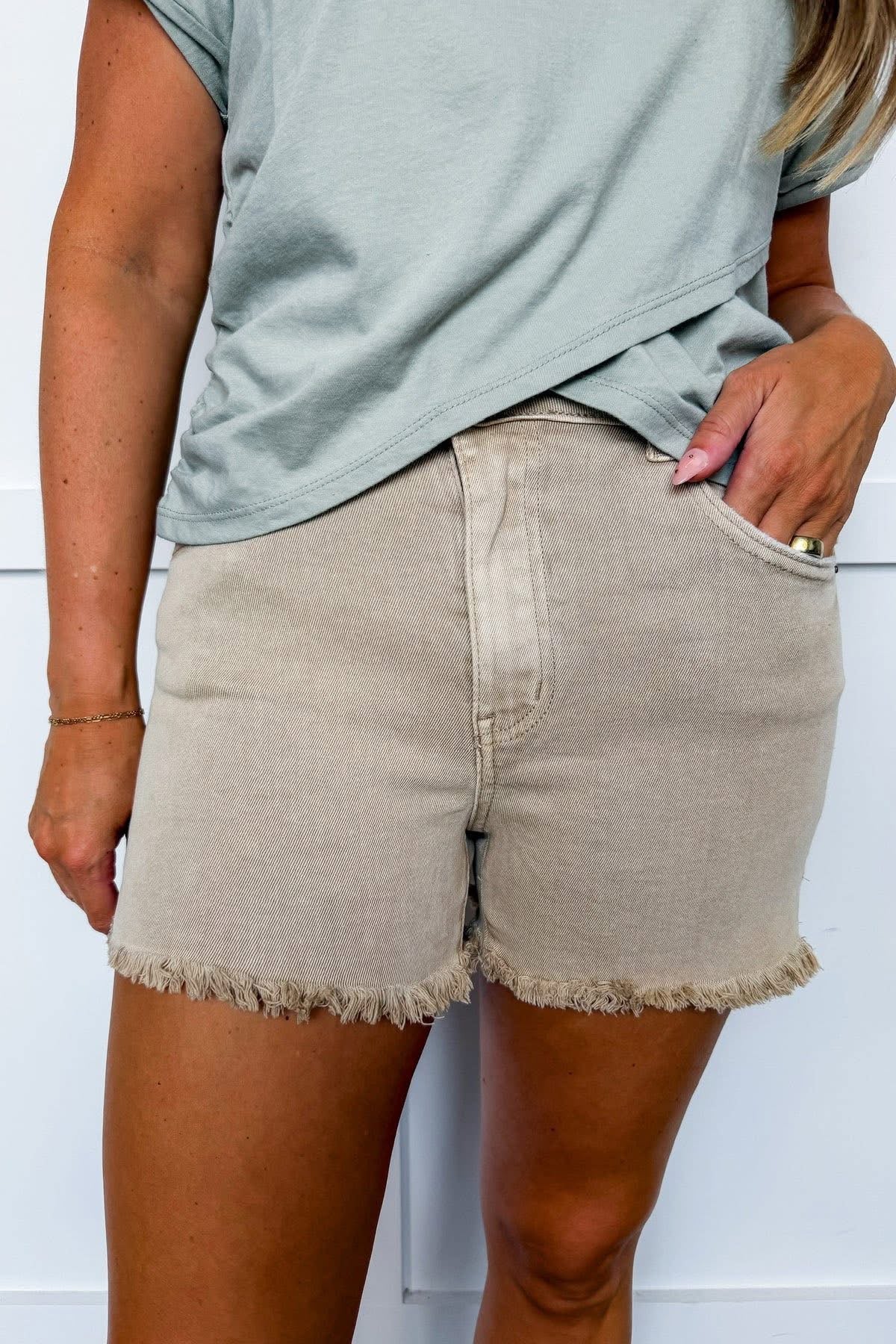 Zenana Ash Mocha Denim Shorts