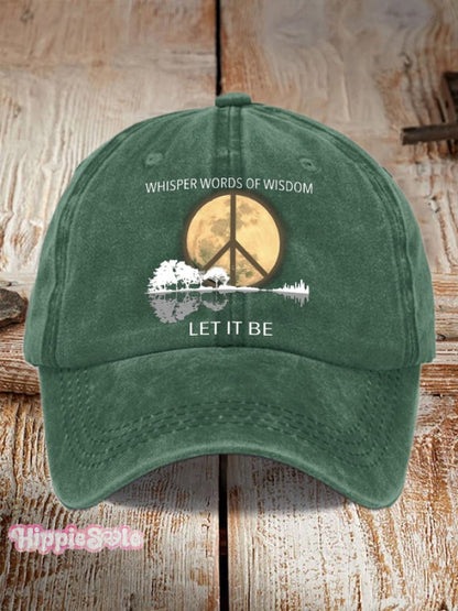 Hippie Guitar Lake Whisper Words Of Wisdom Let It Be Print Baseball Cap