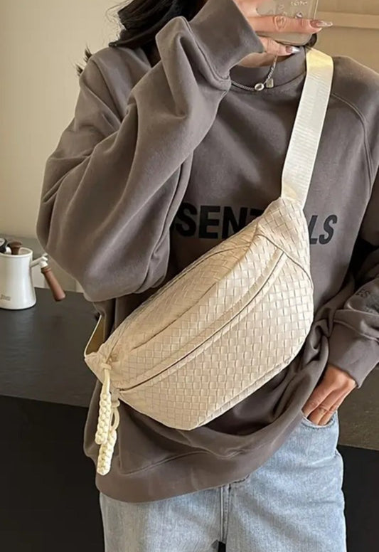 Atlas Woven Vegan Leather Crossbody Bag