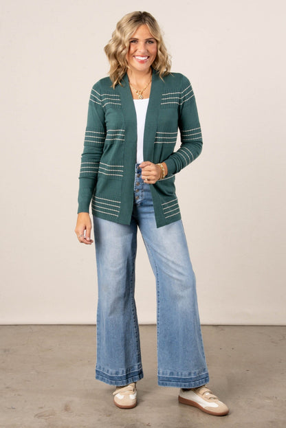 Stitch Stripe Cardigan Jade