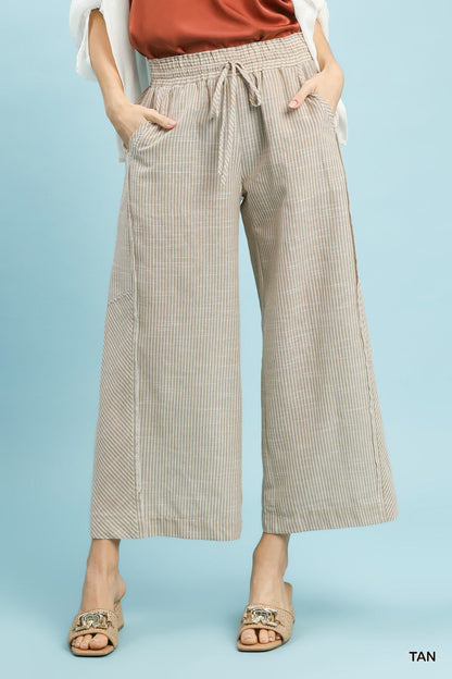 UMGEE Wide Leg Striped Pant Khaki