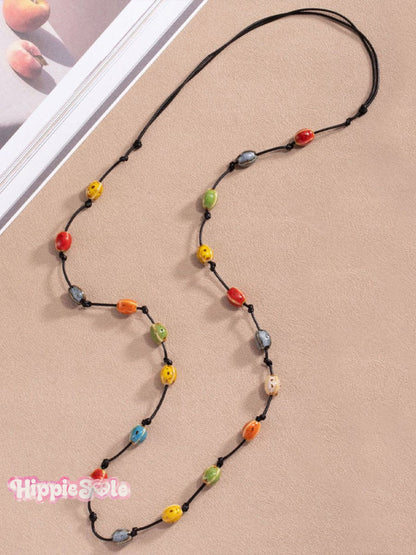 Handmade Colorful Braided Ceramic Beads Necklace
