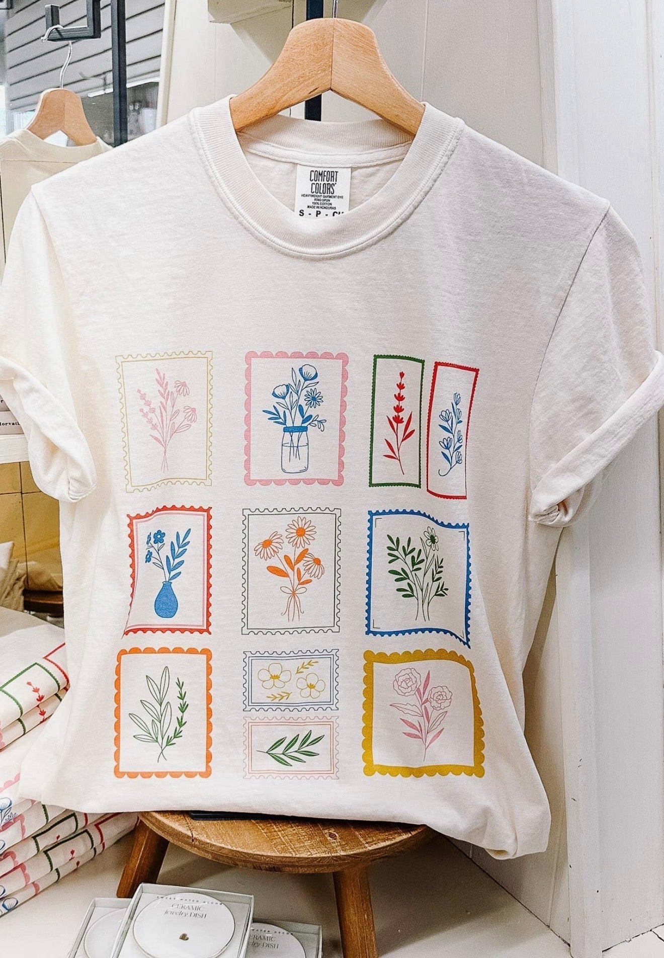 Comfort Colors Whimsical Floral Stamp Tee