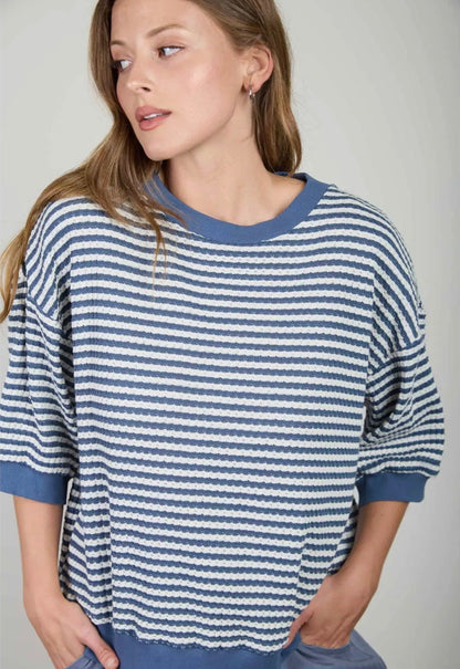 Blue Stripe Knit Top