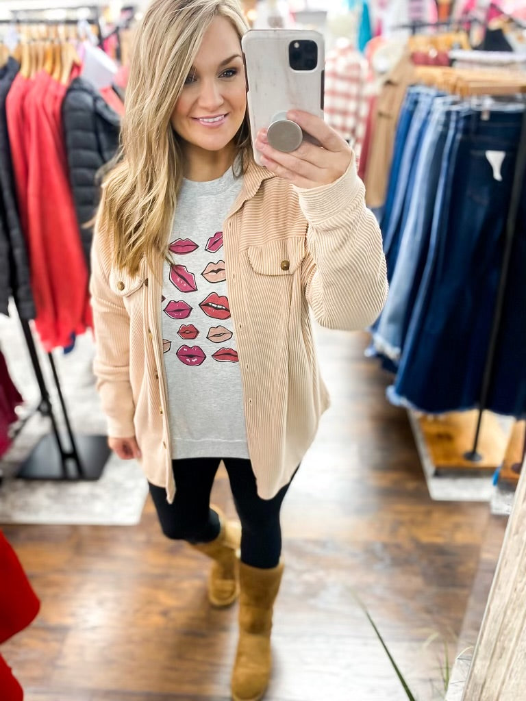 Multi Retro Lips Cozy Sweatshirt