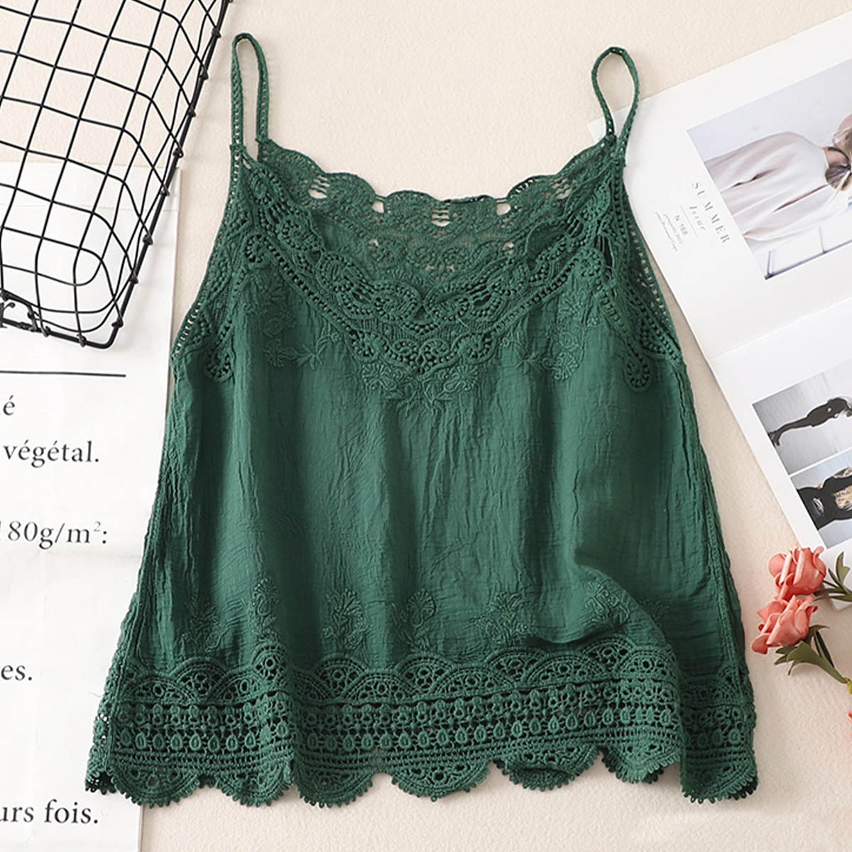 Women's Embroidery Cotton And Linen Camisole