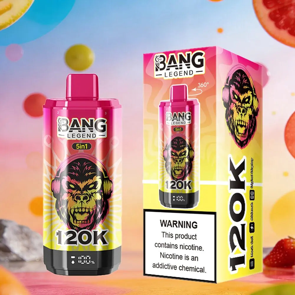Bang Legend 120000 120K Puffs 5 in 1 Flavors & 5 oil tanks Rechargeable LCD Display Disposable Vape EU Warehouse