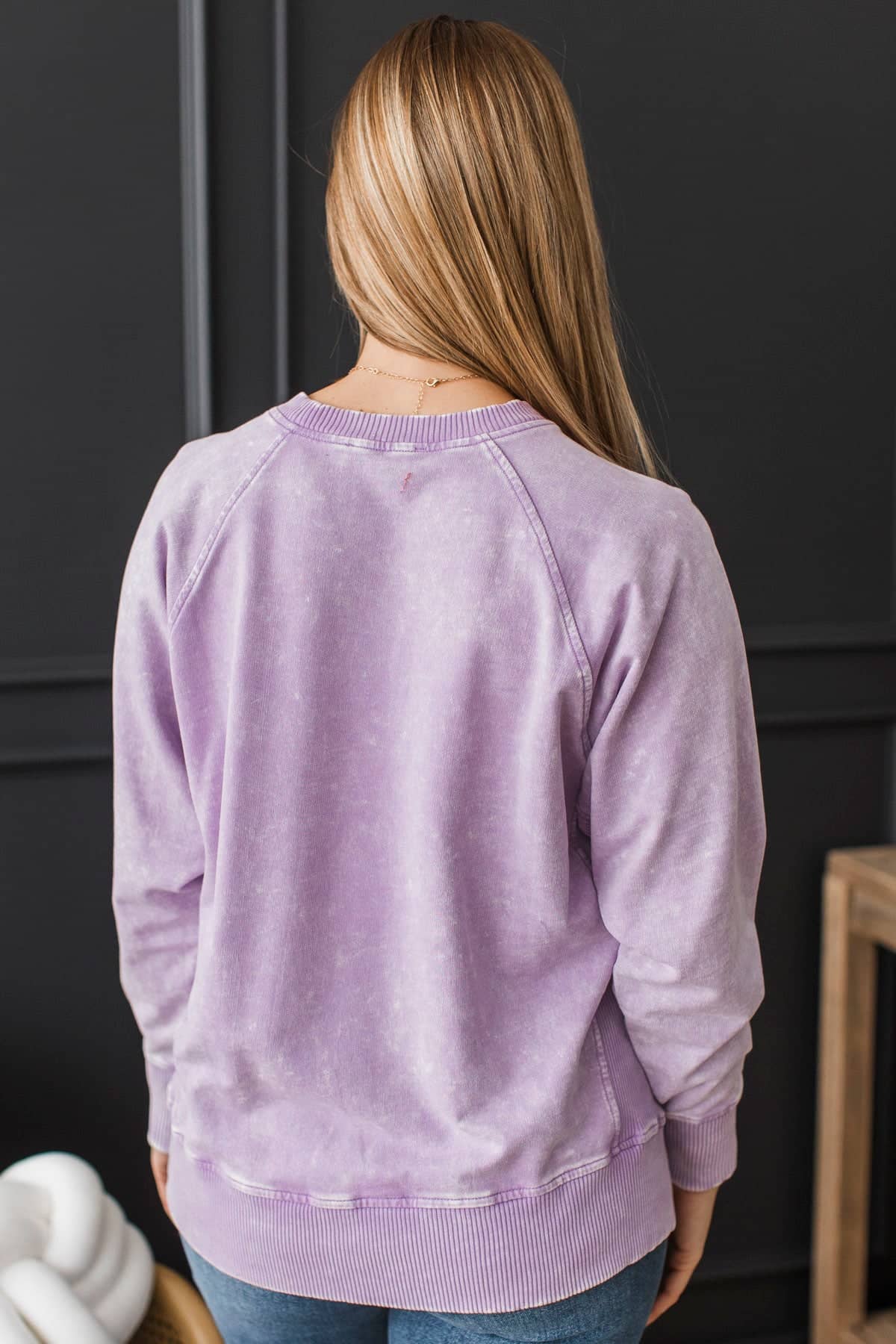 Acid Wash Pocket Sweatshirt Violet