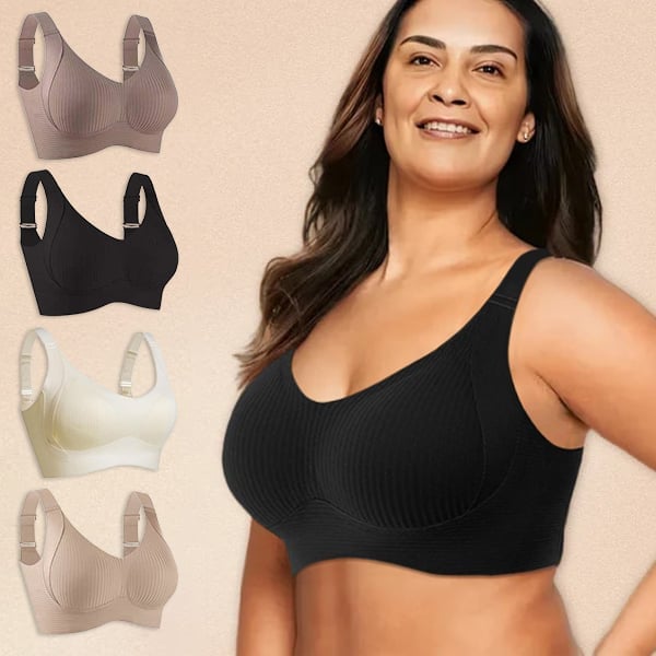 🌷 50% OFF – LIMITED TIME! 💕Subtle Striped Seamless Bra with W-Support ✨ Wire-Free Lift & Unmatched Comfort