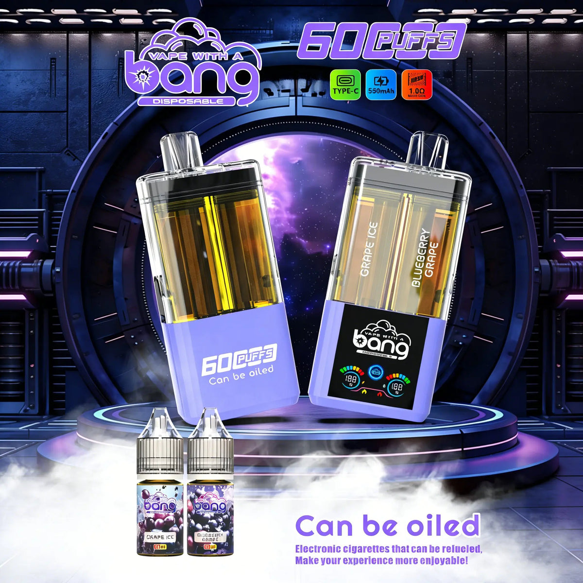 Bang 60K 60000 Puffs Dual Flavors Rechargeable Original Refillable Oil Vape