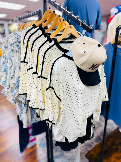 Ivory Polka Dot Knit Top