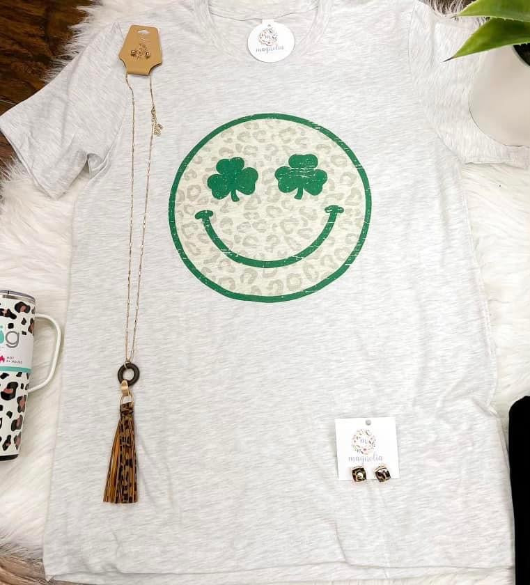 Retro Smiley Shamrock Vintage Graphic Tee