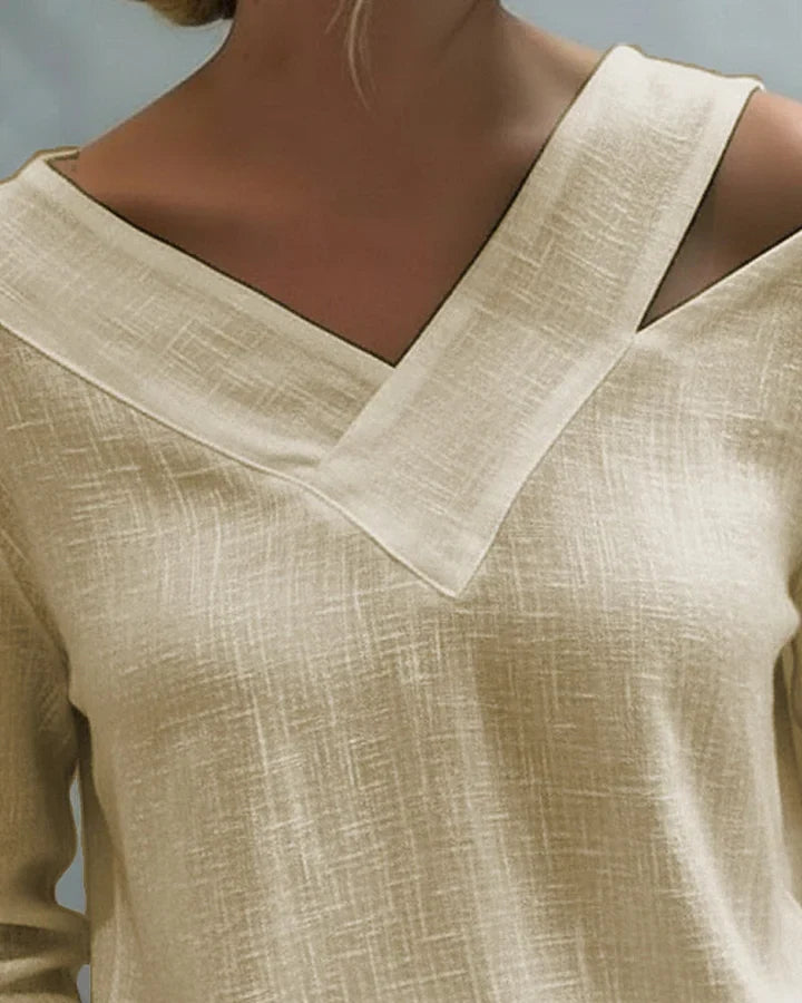 Calira - Soft-Touch V-Neck Off-Shoulder Top